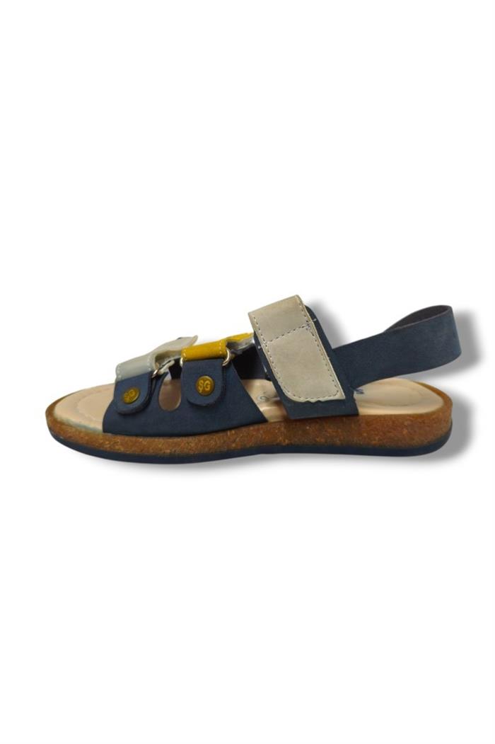 Şiringenç 3056-20 3 Cırt Tokalı Erkek Çocuk Sandalet Lacivert Gri 31-36