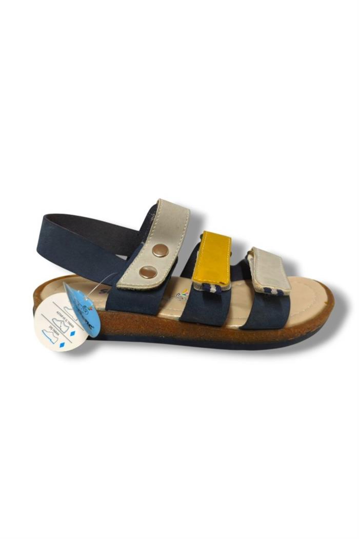 Şiringenç 3056-20 3 Cırt Tokalı Erkek Çocuk Sandalet Lacivert Gri 31-36