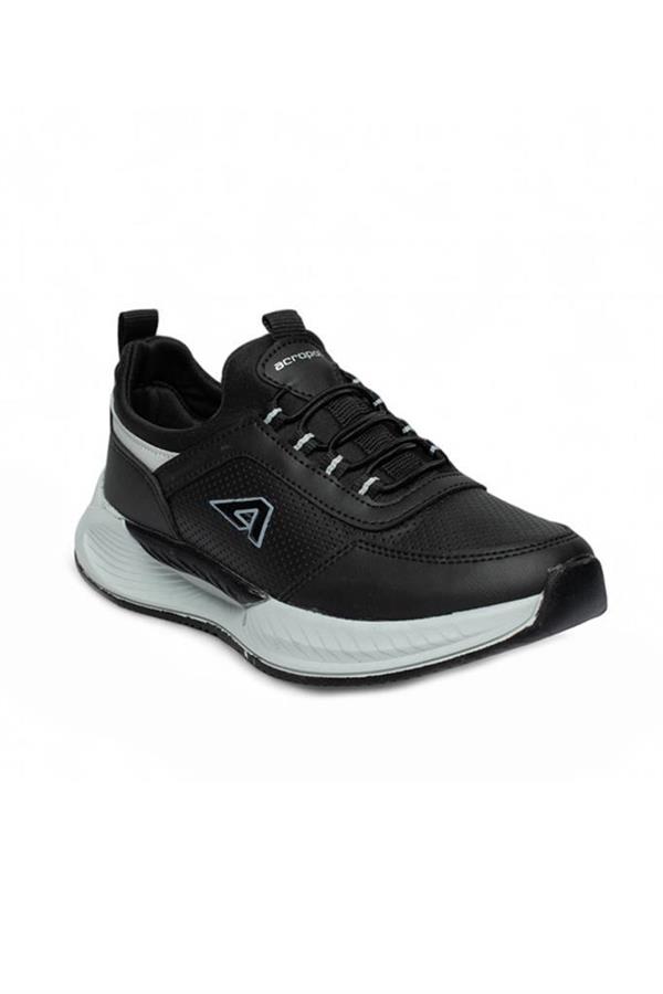 Acropol 137-24 Deri Sneaker Erkek Spor Ayakkabı Siyah Gümüş