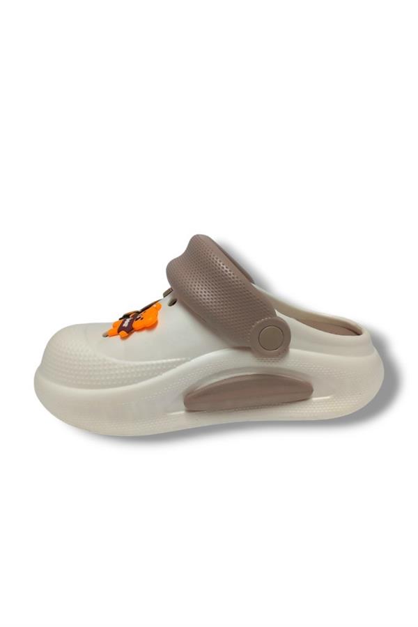 Akınal E468.Z.0003-25 Figürlü Anatomik Sabo Terlik Beyaz Camel 36-40