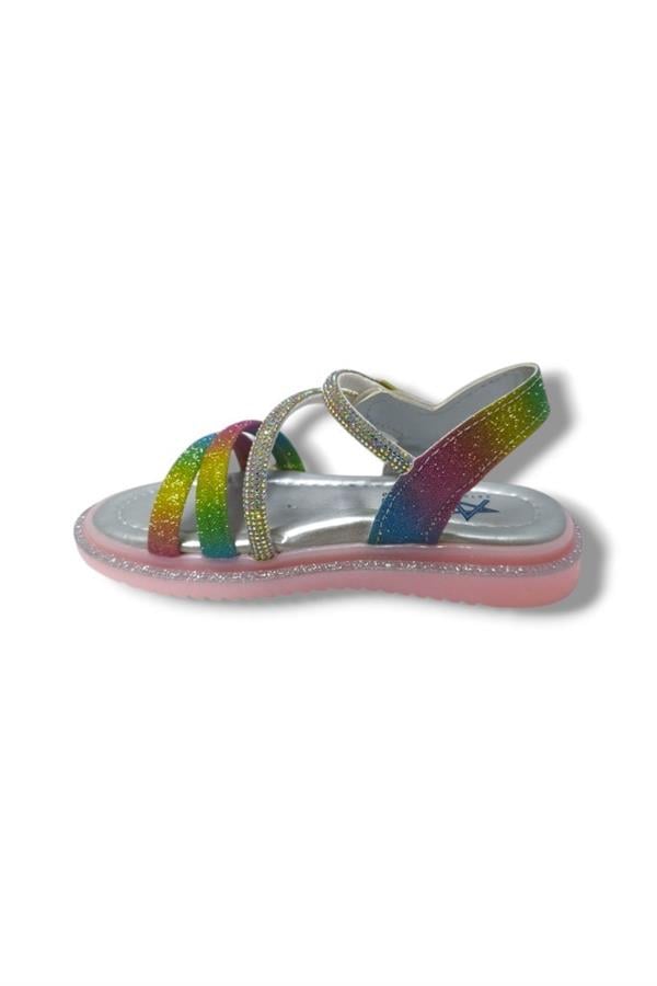 Arzen Bebe 231-25 Anatomik Simli Taşlı Cırtlı Kız Çocuk Sandalet 26-30