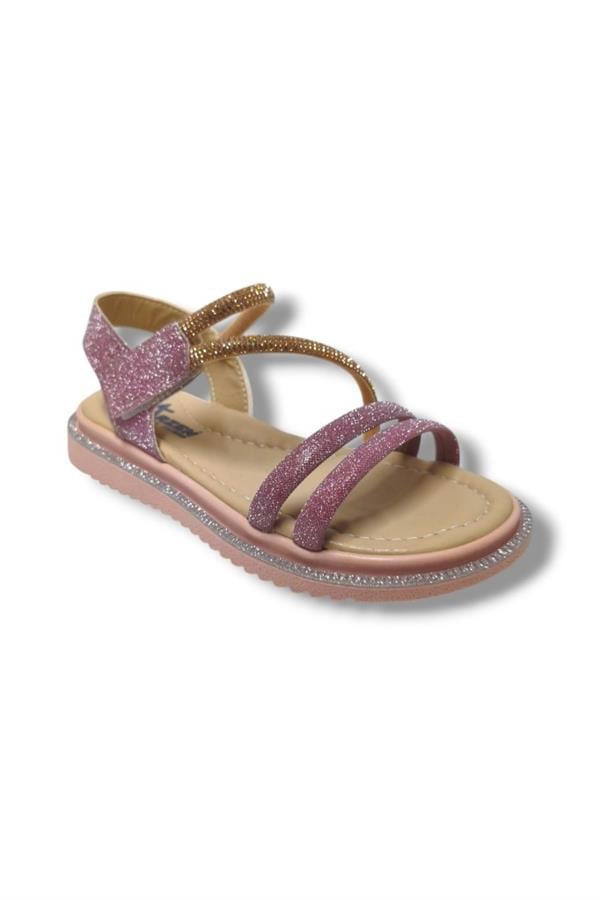 Arzen Bebe 241-25 Anatomik Simli Taşlı Cırtlı Kız Çocuk Sandalet 31-36