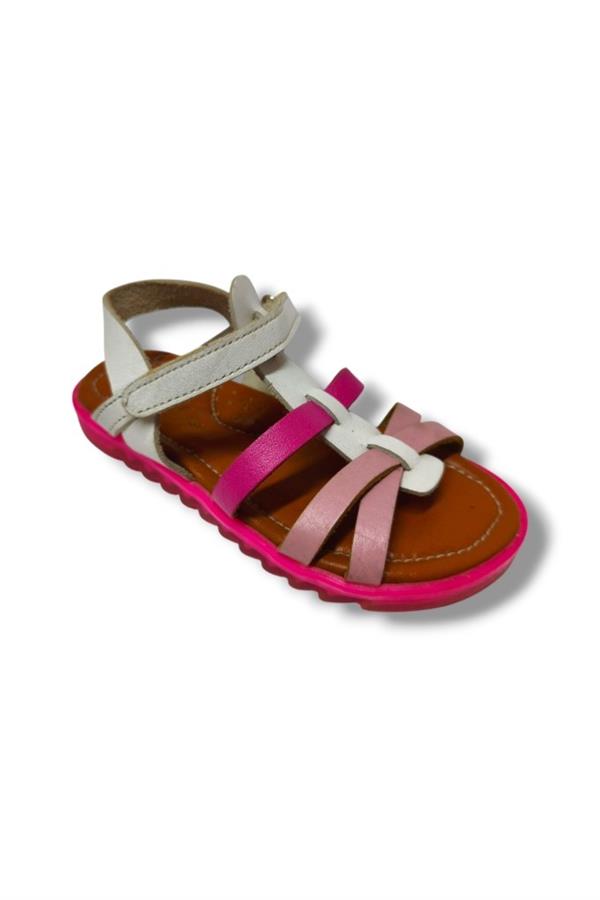 Bagcı 3046-20 Çapraz Cırtlı Kız Çocuk Sandalet Pembe Beyaz 26-30