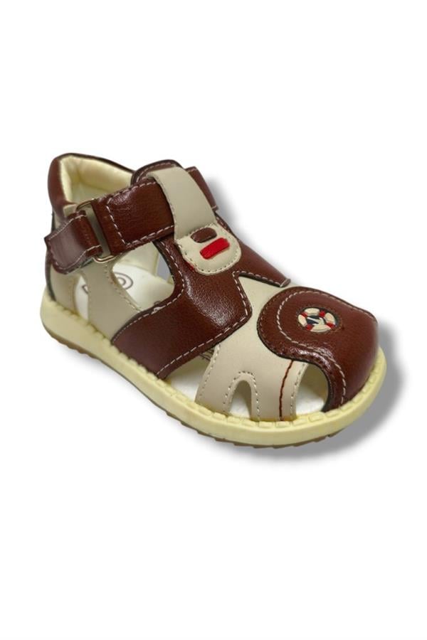 Beebron 3007-20 Önü Kapali Çapa Cırtli Erkek Çocuk Sandalet Kahverngi Bej 21-25