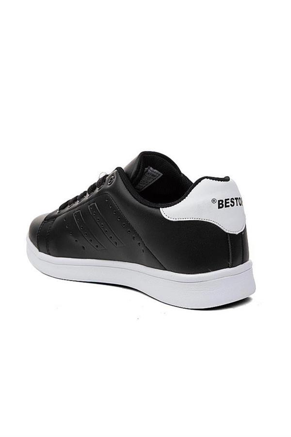 Best Of 041-25 Deri Anatomik Erkek Sneaker Siyah Beyaz
