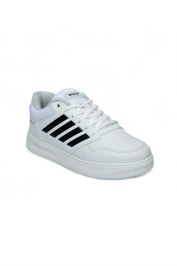 Best Of 074-25 Deri Slash Anatomik Sneaker Beyaz Siyah 36-40