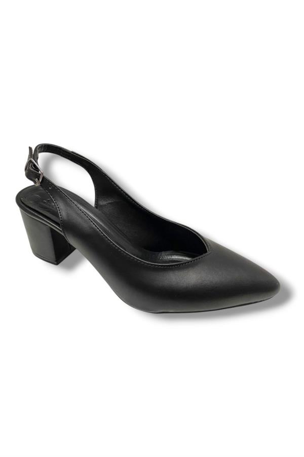 C-Shoes 111-25 Deri Sivri Burun Kalın Topuk Kadın Ayakkabı