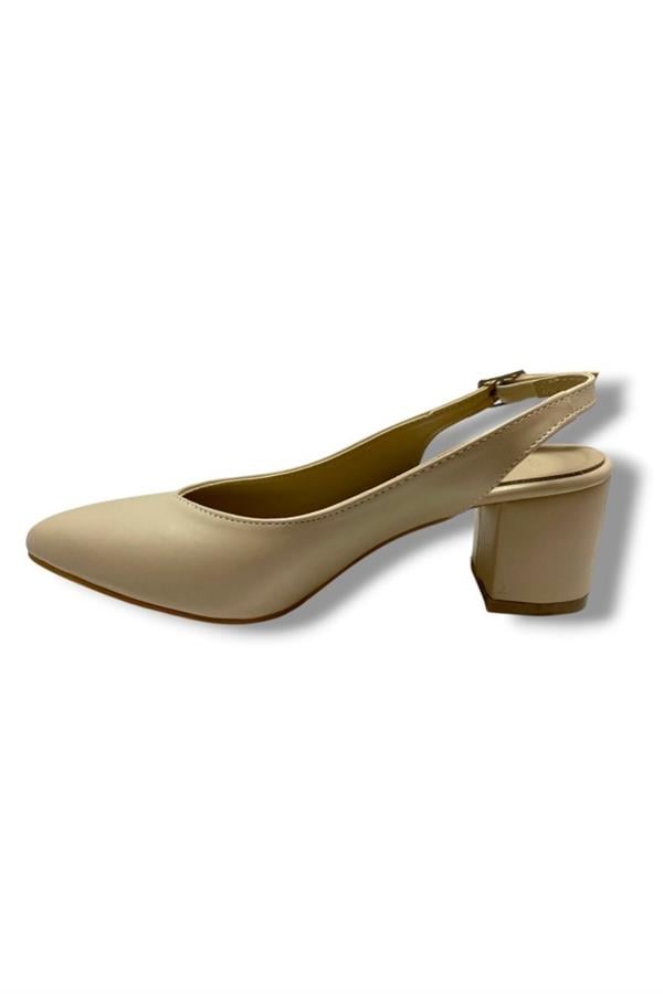 C-Shoes 111-25 Deri Sivri Burun Kalın Topuk Kadın Ayakkabı