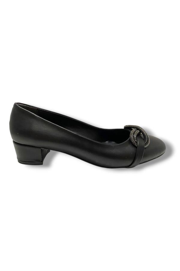 C-Shoes TR46-25 Deri Sonsuzluk Taşlı Kalın Topuklu Kadın Ayakkabı 41-42