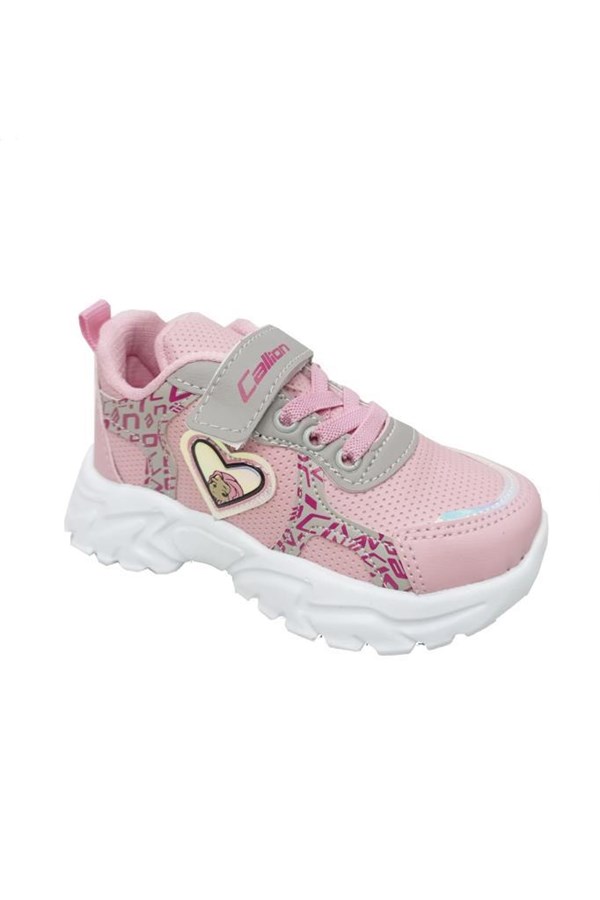 Callion 047 Deri Kız Çocuk Sneakers Ayakkabı 26-30 Pembe Buz