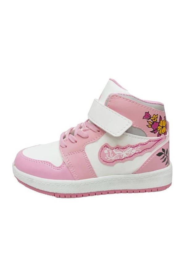 Callion 048 Deri Sneakers Kız Çocuk Spor Ayakkabı 31-35 Beyaz Pembe