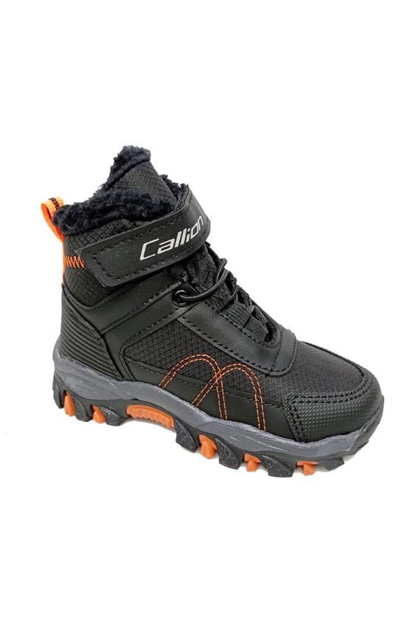 Callion 06P Deri Çocuk Sneakers Bot Siyah Oranj