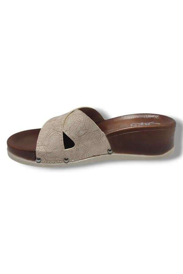 Capri 9002-25 Deri Çapraz Bant Capri Tokalı Kadın Terlik