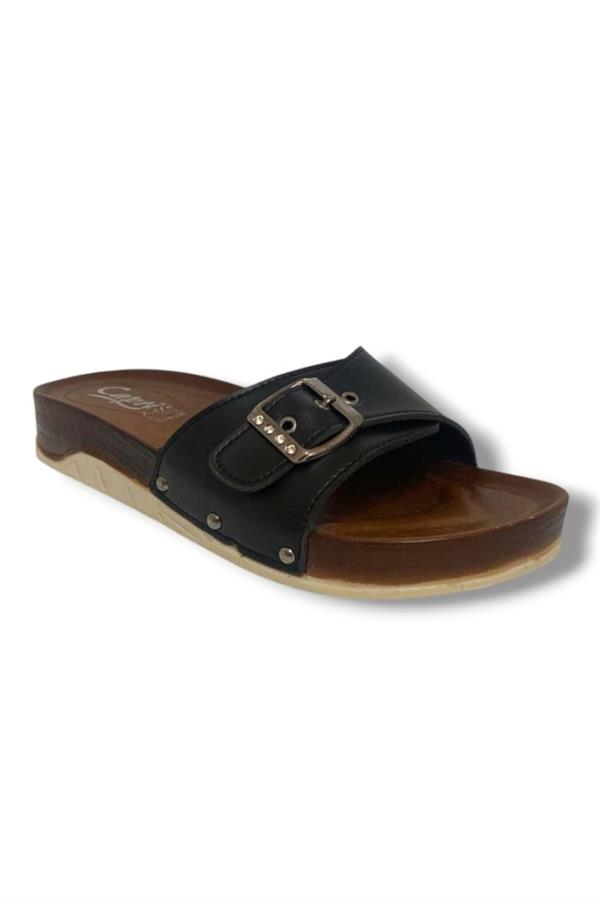 Capri 9002-25 Deri Tek Bant Tokalı Kadın Terlik