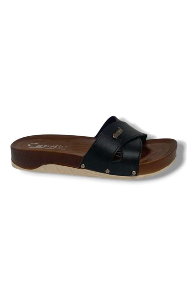 Capri 9020-25 Deri Çapraz Bant Capri Tokalı Kadın Terlik