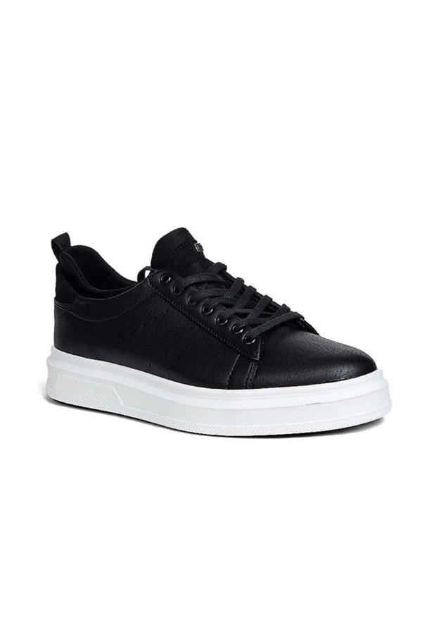 Conteyner 179-25 Deri Anatomik Casual Erkek Ayakkabı Siyah Beyaz