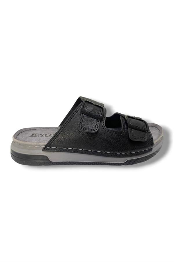 Enova M253-0202-25 Deri Anatomik Soft Çift Bant Erkek Terlik