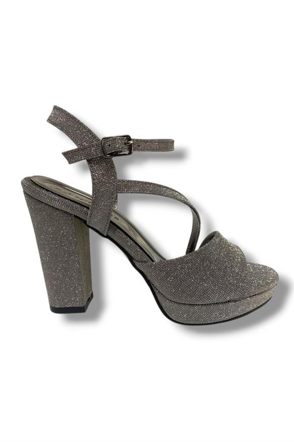 Erbay 342-25 Simli Yüksek Topuk Kadın Sandalet