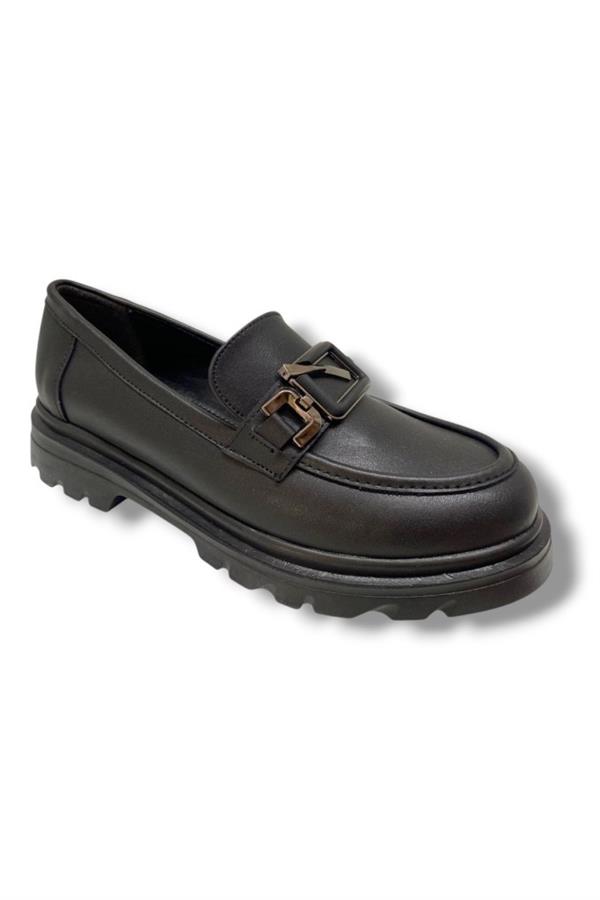 Fancy 819-25 Deri Anatomik Q Tokalı Loafer Kadın Ayakkabı