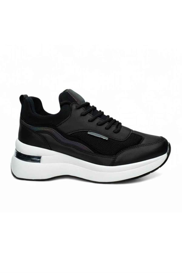 Flet 327-25 Deri Anorak Anatomik Kadın Sneaker Siyah Beyaz