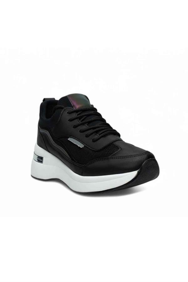 Flet 327-25 Deri Anorak Anatomik Kadın Sneaker Siyah Beyaz