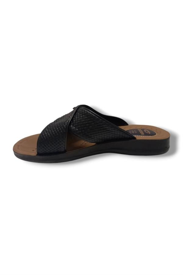 Gezer 12598-25 Deri Anatomik Çapraz Erkek Terlik