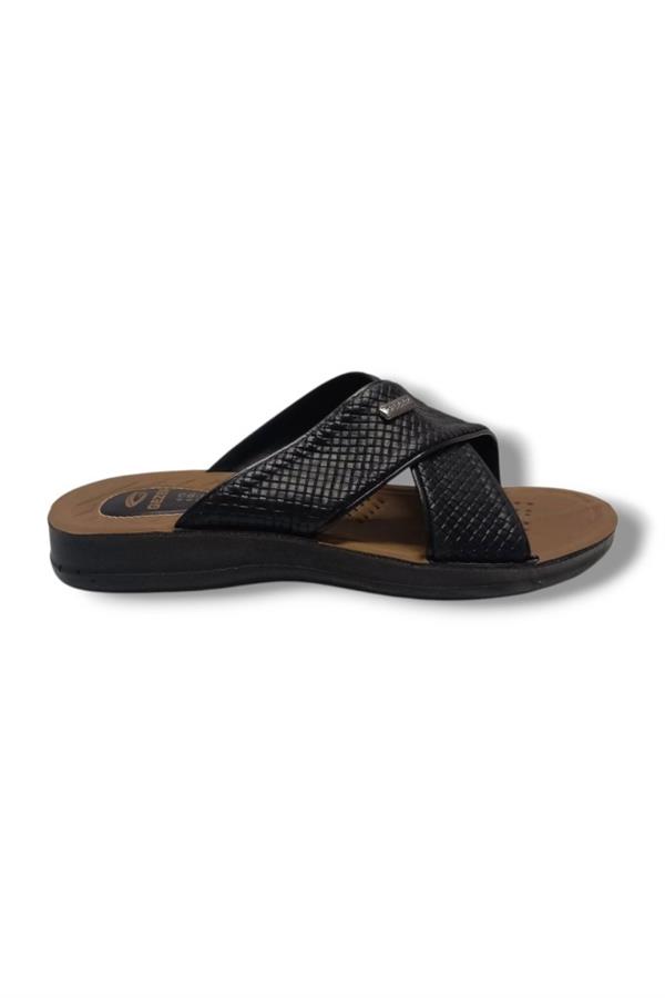 Gezer 12598-25 Deri Anatomik Çapraz Erkek Terlik