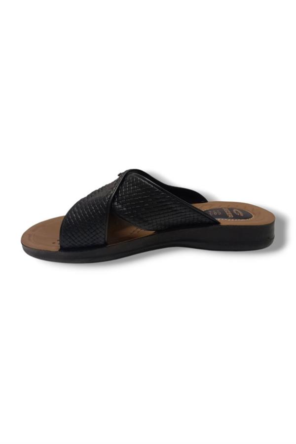 Gezer 12598-25 Deri Anatomik Çapraz Erkek Terlik
