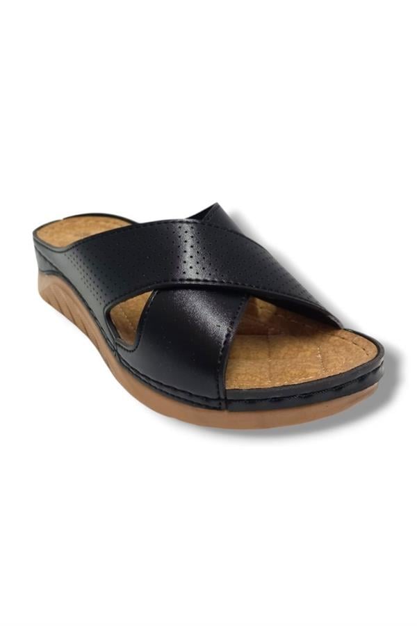 Jasmine 4002-25 Deri Comfort Çapraz Bant Kadın Terlik