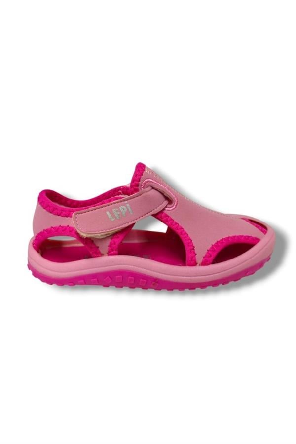 Lepi 3054-20 Cırtlı Bez Kız Çocuk Sandalet Pembe Fuşya 21-25
