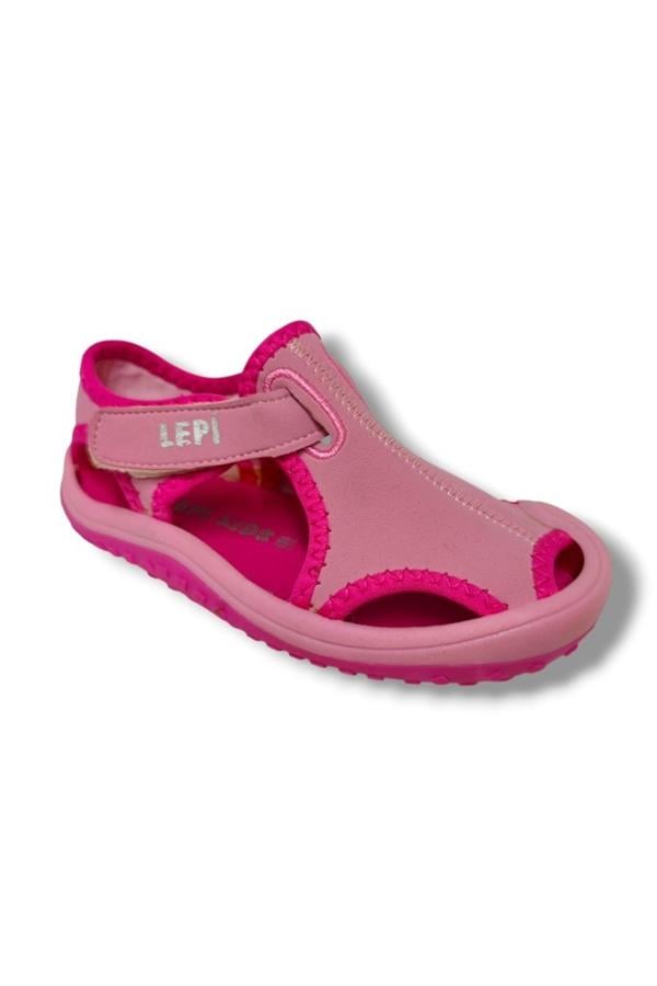 Lepi 3054-20 Cırtlı Bez Kız Çocuk Sandalet Pembe Fuşya 21-25