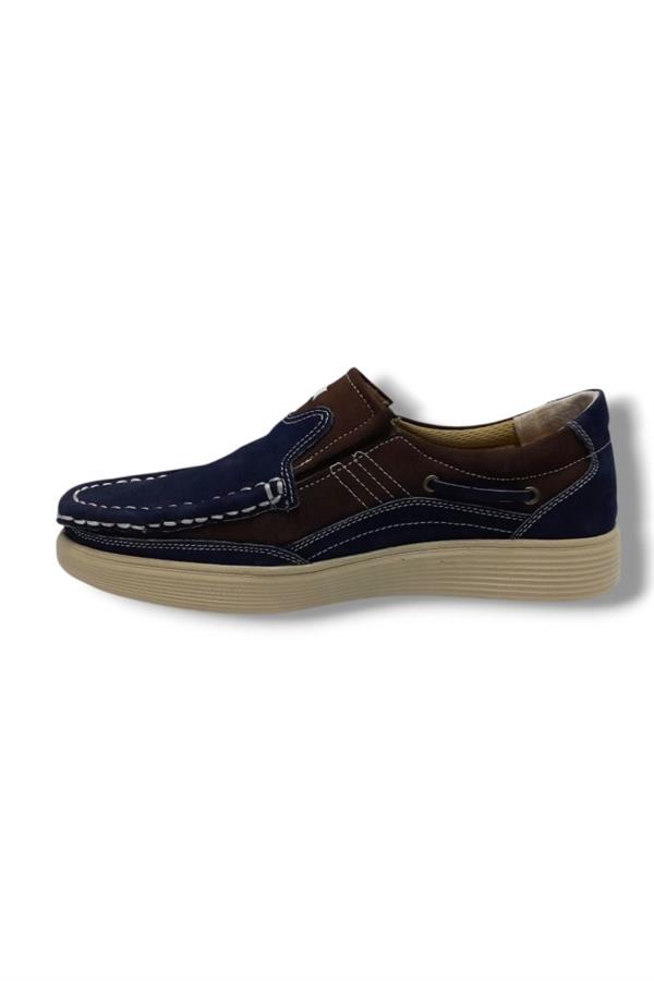 Master 1711-25 Hakiki Nubuk Deri Casual Erkek Ayakkabı Lacivert Kahve Buz
