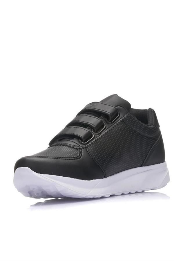 Parley 918-24 Deri Cırtlı Anatomik Kadın Sneaker Siyah Beyaz