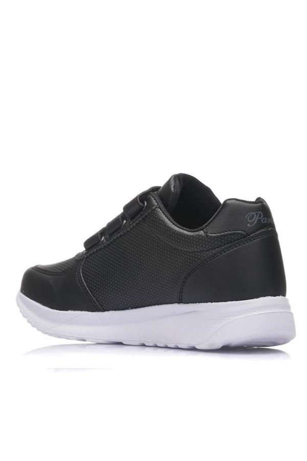 Parley 918-24 Deri Cırtlı Anatomik Kadın Sneaker Siyah Beyaz