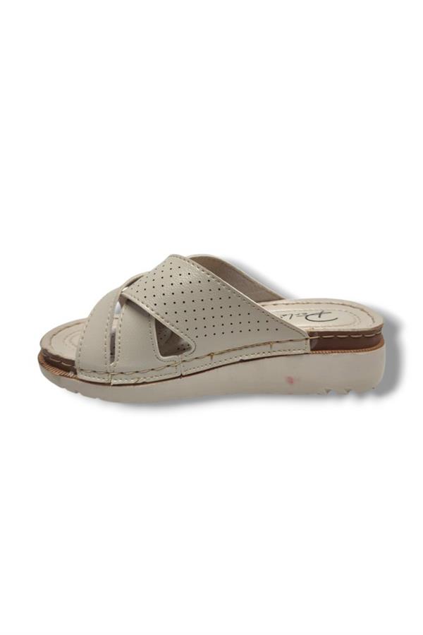Perla 3007-25 Deri Anatomik Soft Çapraz Bant Kadın Terlik