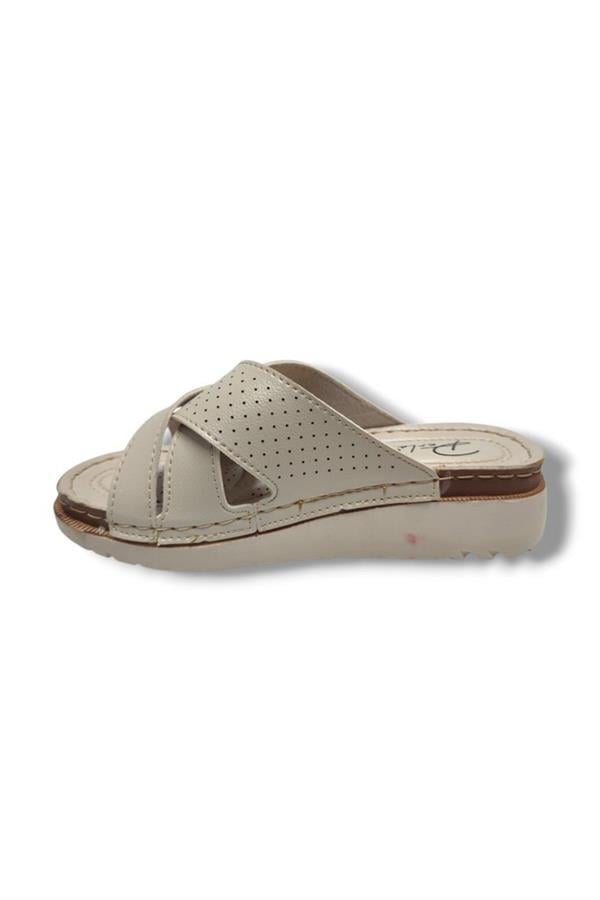 Perla 3007-25 Deri Anatomik Soft Çapraz Bant Kadın Terlik