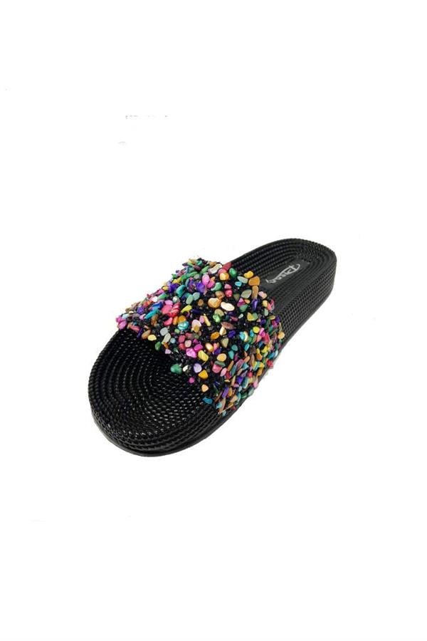 Pienn 20037-001 Anatomik Fashion Taşlı  Kadın Terlik