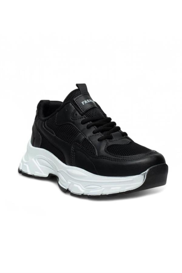 Queen Step 9953-25 Deri Anorak Anatomik Sneaker Siyah Beyaz 36-40