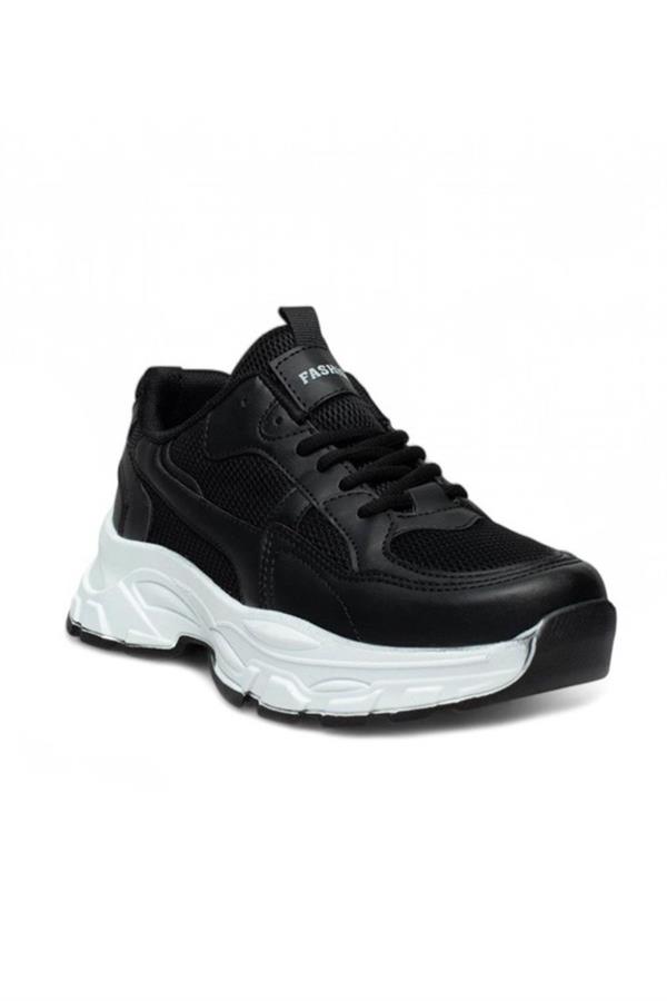Queen Step 9953-25 Deri Anorak Anatomik Sneaker Siyah Beyaz 36-40