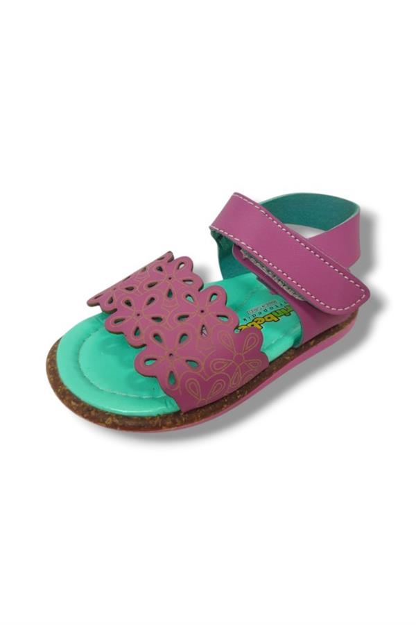 Şirinbebe 1576-20 Anatomik Desenli Tek Bant Cırtlı Kız Çocuk Sandalet Pembe 21-25