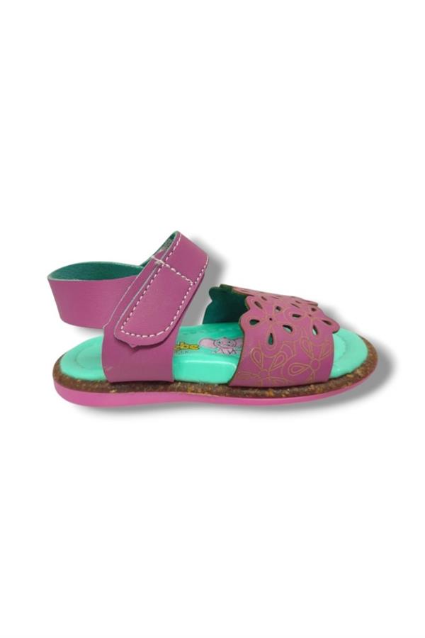 Şirinbebe 1576-20 Anatomik Desenli Tek Bant Cırtlı Kız Çocuk Sandalet Pembe 21-25