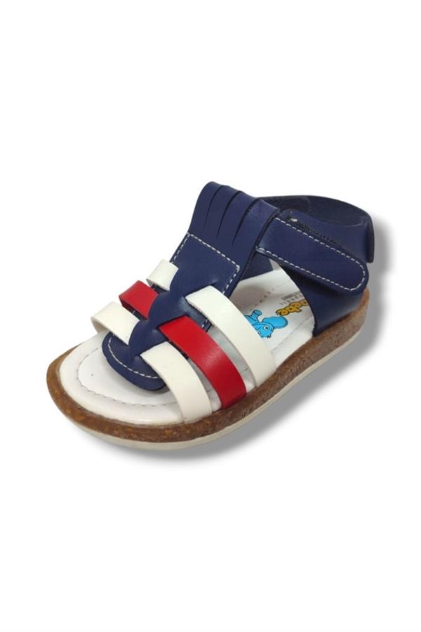 Şirinbebe 1580-20 3 Şerit Bağlama Erkek Çocuk Sandalet Lacivert Beyaz 21-25