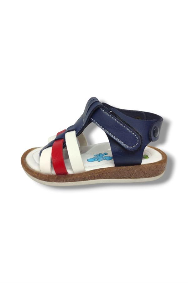 Şirinbebe 1580-20 3 Şerit Bağlama Erkek Çocuk Sandalet Lacivert Beyaz 21-25
