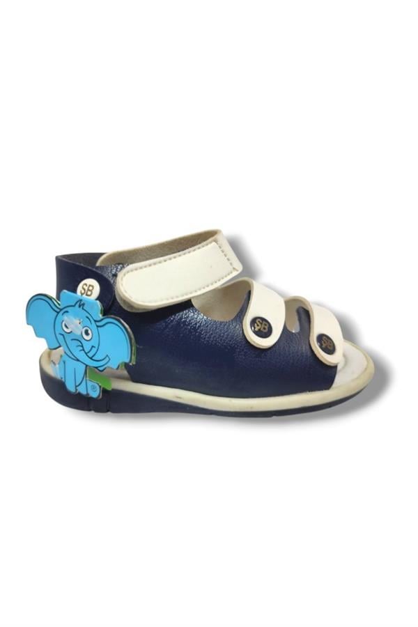 Şirinbebe 1602-20 Anatomik Tek Cırtlı Erkek Çocuk Sandalet Lacivert Beyaz 21-25