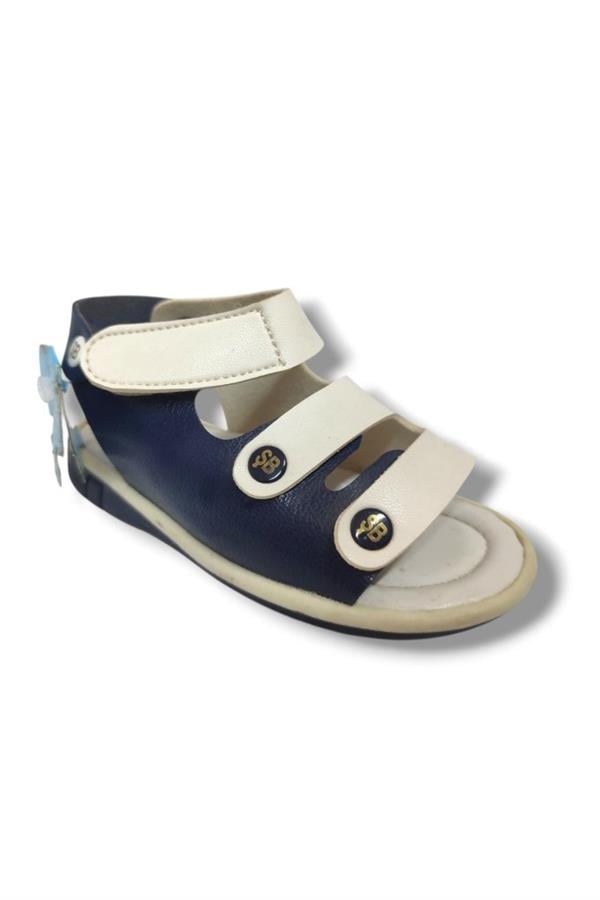 Şirinbebe 1602-20 Anatomik Tek Cırtlı Erkek Çocuk Sandalet Lacivert Beyaz 21-25