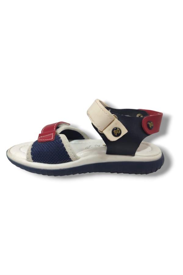 Şirinbebe 1606-20 Anatomik Cırtlı Bant Örgü Kumaş Erkek Çocuk Sandalet Lacivert Kırmızı 26-30