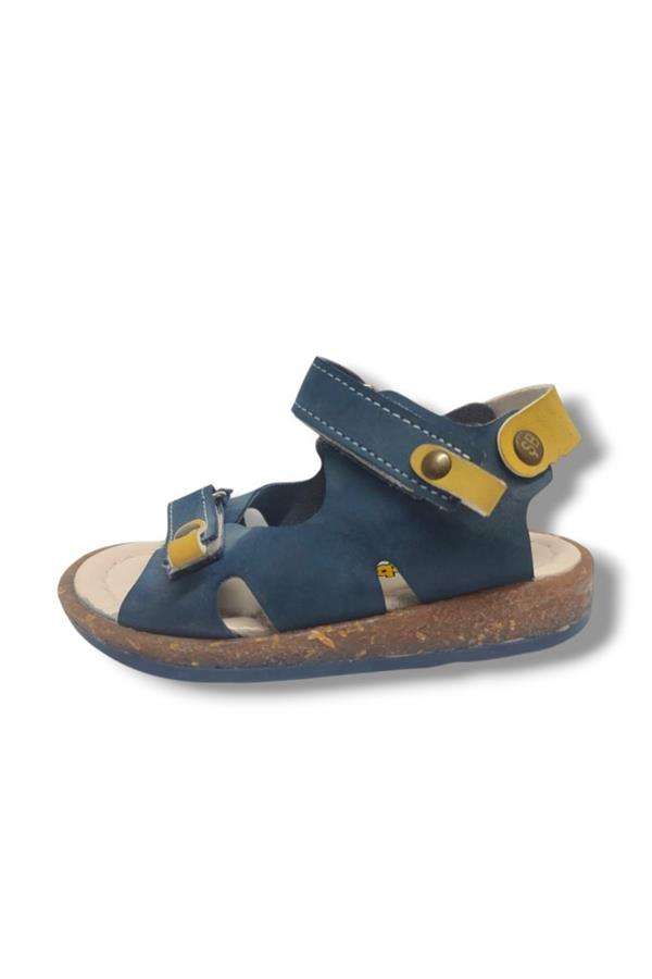 Şirinbebe 1688-20 Çift Cırt Tokalı Erkek Çocuk Sandalet Lacivert Sarı 21-25