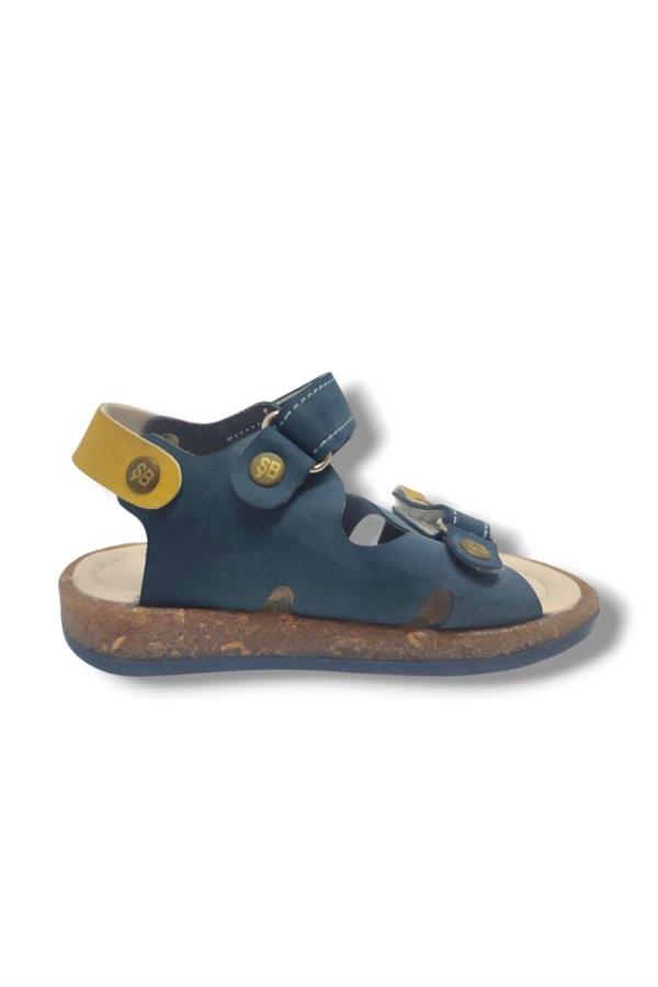 Şirinbebe 1688-20 Çift Cırt Tokalı Erkek Çocuk Sandalet Lacivert Sarı 21-25