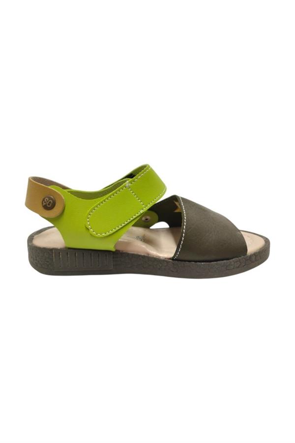 Şirinbebe 1703-20 Anatomik Yıldız Desen Cirtli Erkek Çocuk Sandalet Haki Yeşil 26-30