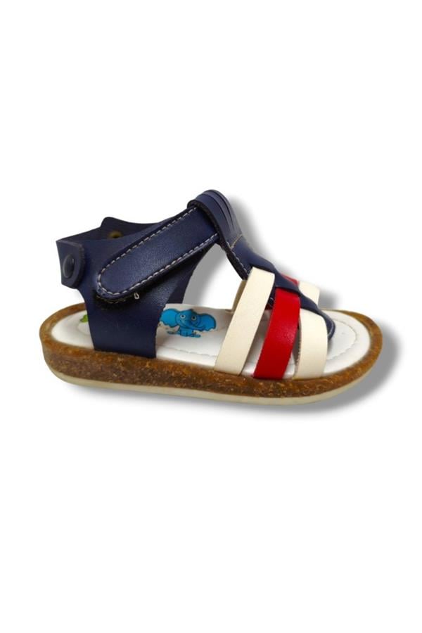 Şirinbebe 3019-20 3 Şeritli Cırt Bant Erkek Çocuk Sandalet Lacivert Kırmızı 21-25